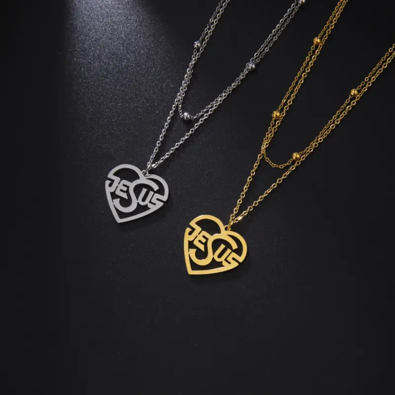 Christliche Herzkette mit Jesus Motiv für Damen