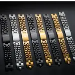 Panzerarmbänder in Silberfarben Goldfarben und Schwarz mit Kreuz oder glatter Platte
