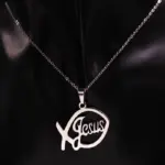 Jesusfisch Edelstahlkette Detailansicht