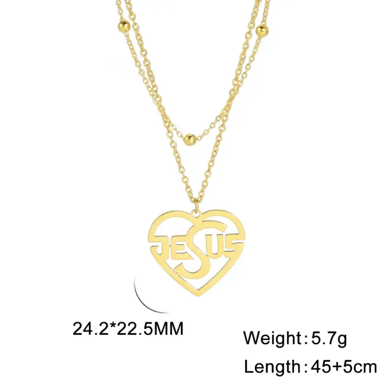 Jesus Herz Halskette goldfarben mit Doppelkette