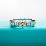 AnuJewel zweifarbiger Moissanit Kreuzring Damen – 3 mm, 925 Silber – weitere Produktansicht