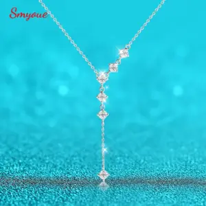 SMYOUE Moissanit Quasten-Halskette aus 925 Sterling Silber