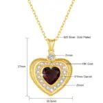 Herz-Halskette mit natürlichem Granat und 18K-Gold-Anhänger