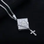 Moissanit Bibelkreuz aus 925 Sterling Silber für Herren