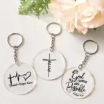 Christlicher Acryl-Schlüsselanhänger mit Jesus-Motiv im Kreis