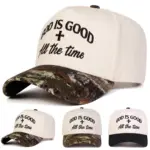 God Is Good Cap mit Kreuz in Schwarz Beige und Camouflage Beige