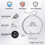 Herren Armband mit Kreuz – Edelstahl Gliederarmband