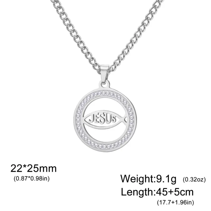 Jesusfisch Kette silberfarben mit 3 mm Kette