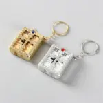 Mini-Bibel-Schlüsselanhänger – christliches Buchformat in Gold und Silber