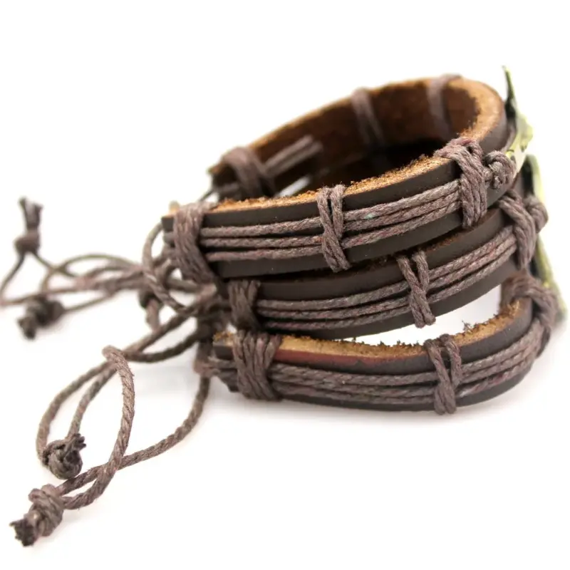 Jesusfisch und Kreuz Armband – christliches Lederarmband