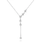 Silberfarbene Moissanit Quasten-Halskette aus 925 Silber