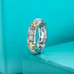 AnuJewel zweifarbiger Moissanit Kreuzring Damen – 3 mm, 925 Silber – weitere Produktansicht