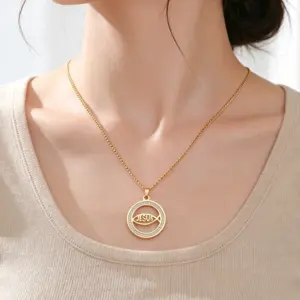 Jesusfisch Kette aus Edelstahl mit Zirkonia und Ichthys Symbol