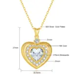 Herz-Halskette mit 3 ct Moissanit und 18K-Gold-Anhänger