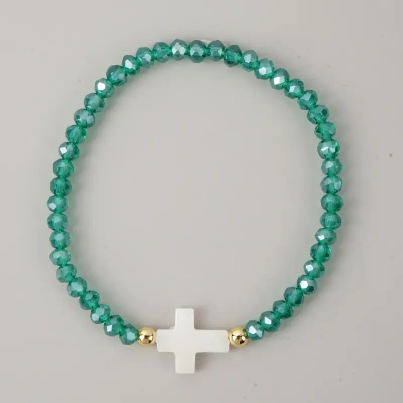 Kreuz Perlenarmband – farbiges Design