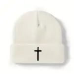 Mütze mit Kreuz Stickerei in Weiß