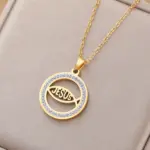 Ichthys Gebetsanhänger goldfarben aus Edelstahl
