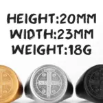Lieferanten-Maßgrafik zum Benediktusring mit 20 mm Höhe, 23 mm Breite und ca. 18 g