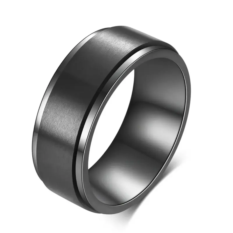 VQYSKO Design 2: schlichter dunkler Bandring mit mattierter schwarzer Oberfläche
