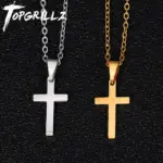TOPGRILLZ Kreuzkette aus Edelstahl in silberfarbener und goldfarbener Ausführung