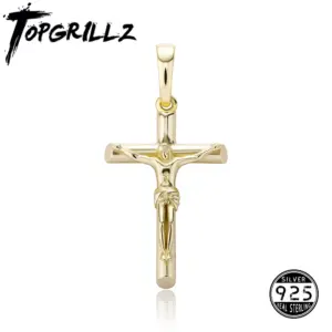 TOPGRILLZ Jesus Kreuz Kette aus 925 Silber mit Boxkette