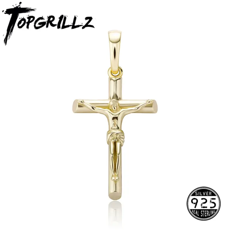 TOPGRILLZ Jesus Kreuz Kette aus 925 Silber mit Boxkette