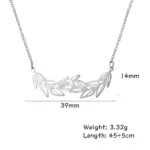Silberfarbene Olivenzweig-Kette: Motivmaß 39 × 14 mm, Länge 45 + 5 cm und 3,32 g laut Lieferant