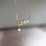 OBEAR Olivenblatt-Halskette aus 925er Silber laut Anbieter, goldfarben mit kleinen klaren Schmucksteinen