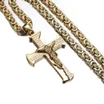 Goldfarbene Kruzifix-Königskette mit Jesusfigur und Vaterunser-Gravur auf Spanisch