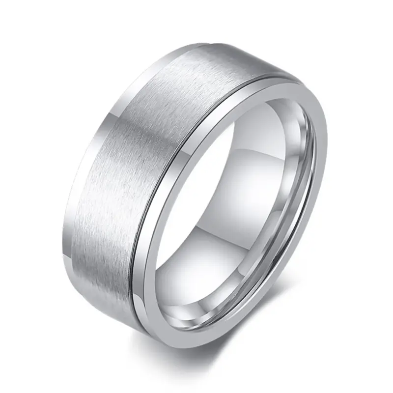 VQYSKO Design 1: schlichter Edelstahlring in satinierter Silberoptik