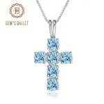 GEM'S BALLET Kreuzkette Damen – Swiss Blue Topas in 925 Sterling Silber