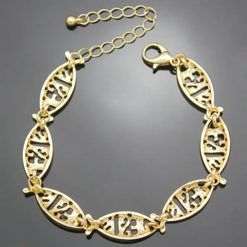Goldfarbenes christliches Armband mit Jesusfisch-Gliedern