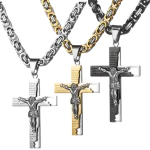 Granny Chic Byzantiner-Königskette mit Jesus-Kruzifix in Silber-, Gold-Silber- und Schwarz-Silber-Optik