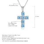 GEM'S BALLET Kreuzkette – Swiss Blue Topas, 925 Silber, Maßbild 23,3 mm
