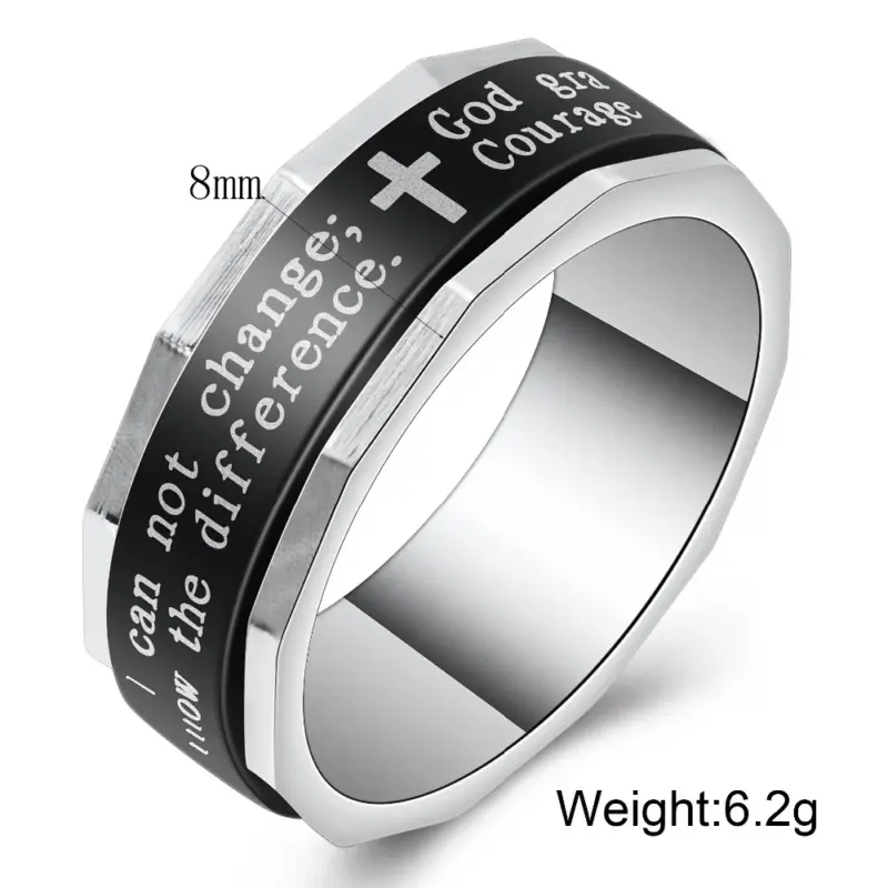 VQYSKO Kreuzring mit Lieferanten-Maßgrafik 8 mm Ringbreite und rund 6,2 g Gewicht