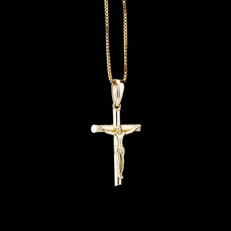Christliche Jesus Kreuz Kette mit Boxkette aus 925 Silber
