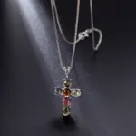 GEM'S BALLET Kreuzkette Damen – Edelstein-Kreuz an Silberkette