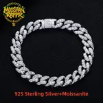 MossanRappr Moissanit Cuban Armband aus 925 Sterling Silber