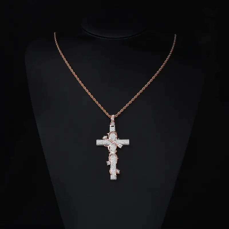 kf-S03ec1241d99e4458ab13a9181ff098f3Z Christlicher Moissanit Anhänger mit Seilkette