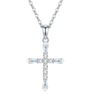 OIYIY Moissanit Kreuzkette Damen – S925 Sterling Silber, 45 cm
