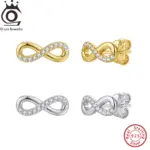 ORSA JEWELS Infinity-Ohrstecker in Gold- und Silberoptik mit Rückansichten und Steckverschluss