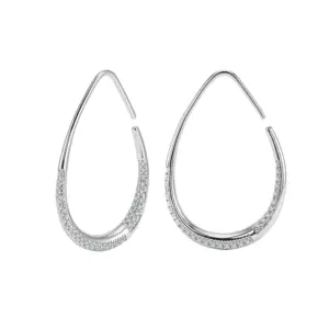Silberfarbene ORSA JEWELS Tropfen-Creolen mit Schmucksteinen als freigestelltes Produktbild