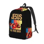 Jesus Has Your Back Rucksack mit Jiu-Jitsu-Motiv in Schwarz/Orange