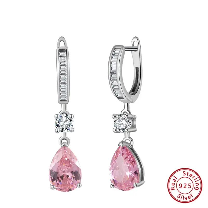 ORSA JEWELS LZE33 rosa Tropfen-Ohrhänger 925 Silber laut Anbieter, freigestellte Vorder- und Seitenansicht