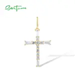 SANTUZZA Kreuzanhänger Damen – 925 Sterling Silber, goldfarben mit weißen Cubic Zirconia