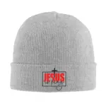Graue Jesus Is King Beanie mit Kreuz – Farbvariante Grau