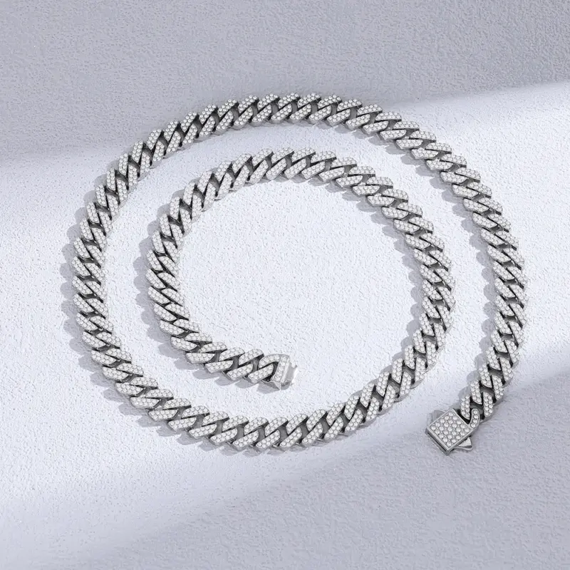 ESKEEM Moissanit Kette in Cuban-Optik – Detailansicht