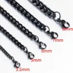Schwarze Panzerkette aus Edelstahl – Breiten 3,5 bis 8 mm