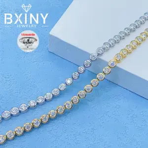 BXINY Moissanit Tennisarmband in Silber- und Goldoptik