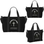 Schwarze Strength in Jesus Tasche mit Kreuz und Jesaja 40,31 aus mehreren Ansichten